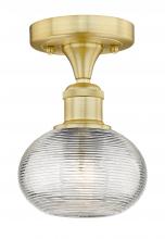 Innovations Lighting 616-1F-SG-G555-6CL - Ithaca - 1 Light - 6 inch - Satin Gold - Semi-Flush Mount