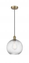  616-1P-AB-G1214-12 - Athens Twisted Swirl - 1 Light - 12 inch - Antique Brass - Cord hung - Mini Pendant