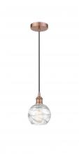  616-1P-AC-G1213-6 - Athens Deco Swirl - 1 Light - 6 inch - Antique Copper - Cord hung - Mini Pendant