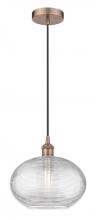  616-1P-AC-G555-12CL - Ithaca - 1 Light - 12 inch - Antique Copper - Cord hung - Mini Pendant