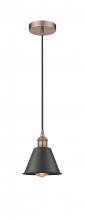  616-1P-AC-M8-BK - Smithfield - 1 Light - 7 inch - Antique Copper - Cord hung - Mini Pendant