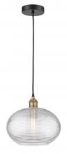  616-1P-BAB-G555-12CL - Ithaca - 1 Light - 12 inch - Black Antique Brass - Cord hung - Mini Pendant