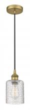  616-1P-BB-G112C-5CL - Cobbleskill - 1 Light - 5 inch - Brushed Brass - Cord hung - Mini Pendant