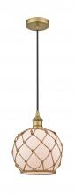  616-1P-BB-G121-8RB - Farmhouse Rope - 1 Light - 8 inch - Brushed Brass - Cord hung - Mini Pendant