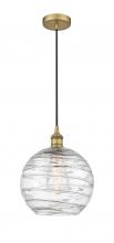  616-1P-BB-G1213-10 - Athens Deco Swirl - 1 Light - 10 inch - Brushed Brass - Cord hung - Mini Pendant