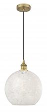  616-1P-BB-G1216-12WM - White Mouchette - 1 Light - 12 inch - Brushed Brass - Cord Hung - Mini Pendant