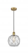  616-1P-BB-G122-8RW - Farmhouse Rope - 1 Light - 8 inch - Brushed Brass - Cord hung - Mini Pendant