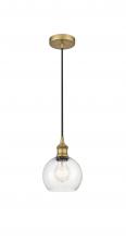  616-1P-BB-G124-6 - Athens - 1 Light - 6 inch - Brushed Brass - Cord hung - Mini Pendant