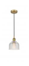  616-1P-BB-G412 - Dayton - 1 Light - 6 inch - Brushed Brass - Cord hung - Mini Pendant