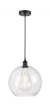  616-1P-BK-G122-12 - Athens - 1 Light - 12 inch - Matte Black - Cord hung - Mini Pendant