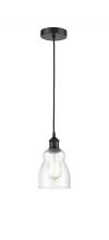  616-1P-BK-G394 - Ellery - 1 Light - 5 inch - Matte Black - Cord hung - Mini Pendant