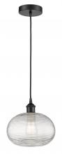  616-1P-BK-G555-10CL - Ithaca - 1 Light - 10 inch - Matte Black - Cord hung - Mini Pendant