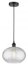  616-1P-BK-G555-12CL - Ithaca - 1 Light - 12 inch - Matte Black - Cord hung - Mini Pendant