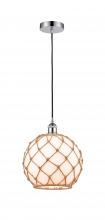  616-1P-PC-G121-10RB - Farmhouse Rope - 1 Light - 10 inch - Polished Chrome - Cord hung - Mini Pendant