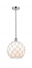  616-1P-PC-G121-10RW - Farmhouse Rope - 1 Light - 10 inch - Polished Chrome - Cord hung - Mini Pendant