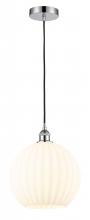  616-1P-PC-G1217-12WV - White Venetian - 1 Light - 12 inch - Polished Chrome - Cord Hung - Mini Pendant