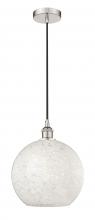  616-1P-PN-G1216-12WM - White Mouchette - 1 Light - 12 inch - Polished Nickel - Cord Hung - Mini Pendant