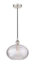  616-1P-PN-G555-12CL - Ithaca - 1 Light - 12 inch - Polished Nickel - Cord hung - Mini Pendant