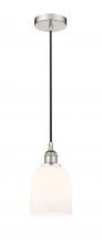  616-1P-PN-G558-6GWH - Bella - 1 Light - 6 inch - Polished Nickel - Cord hung - Mini Pendant