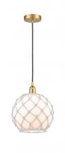  616-1P-SG-G121-10RW - Farmhouse Rope - 1 Light - 10 inch - Satin Gold - Cord hung - Mini Pendant