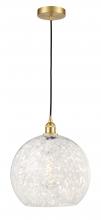  616-1P-SG-G1216-14WM - White Mouchette - 1 Light - 14 inch - Satin Gold - Cord Hung - Pendant