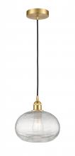  616-1P-SG-G555-10CL - Ithaca - 1 Light - 10 inch - Satin Gold - Cord hung - Mini Pendant