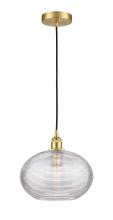  616-1P-SG-G555-12CL - Ithaca - 1 Light - 12 inch - Satin Gold - Cord hung - Mini Pendant