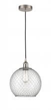  616-1P-SN-G122-10CSN - Farmhouse Chicken Wire - 1 Light - 10 inch - Brushed Satin Nickel - Cord hung - Mini Pendant