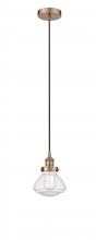  616-1PH-AC-G324 - Olean - 1 Light - 7 inch - Antique Copper - Cord hung - Mini Pendant