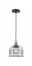  616-1PH-BAB-G74-CE - Bell Cage - 1 Light - 9 inch - Black Antique Brass - Mini Pendant