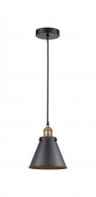  616-1PH-BAB-M13-BK - Appalachian - 1 Light - 8 inch - Black Antique Brass - Cord hung - Mini Pendant