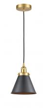  616-1PH-SG-M13-BK - Appalachian - 1 Light - 8 inch - Satin Gold - Cord hung - Mini Pendant