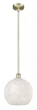  616-1S-AB-G1216-12WM - White Mouchette - 1 Light - 12 inch - Antique Brass - Stem Hung - Mini Pendant