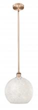  616-1S-AC-G1216-12WM - White Mouchette - 1 Light - 12 inch - Antique Copper - Stem Hung - Mini Pendant