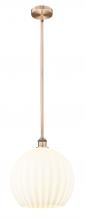  616-1S-AC-G1217-14WV - White Venetian - 1 Light - 14 inch - Antique Copper - Stem Hung - Pendant