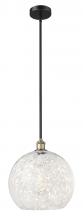  616-1S-BAB-G1216-14WM - White Mouchette - 1 Light - 14 inch - Black Antique Brass - Stem Hung - Pendant