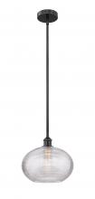  616-1S-BK-G555-12CL - Ithaca - 1 Light - 12 inch - Matte Black - Cord hung - Mini Pendant