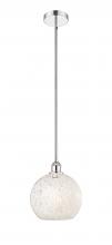  616-1S-PC-G1216-10WM - White Mouchette - 1 Light - 10 inch - Polished Chrome - Stem Hung - Mini Pendant