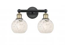  616-2W-BAB-G1216-6WM - White Mouchette - 2 Light - 15 inch - Black Antique Brass - Bath Vanity Light