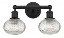  616-2W-BK-G555-6CL - Ithaca - 2 Light - 15 inch - Matte Black - Bath Vanity Light