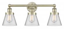  616-3W-AB-G62 - Cone - 3 Light - 24 inch - Antique Brass - Bath Vanity Light