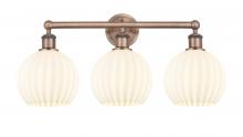  616-3W-AC-G1217-8WV - White Venetian - 3 Light - 26 inch - Antique Copper - Bath Vanity Light