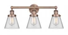  616-3W-AC-G62 - Cone - 3 Light - 24 inch - Antique Copper - Bath Vanity Light