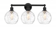  616-3W-BK-G1215-8 - Athens Water Glass - 3 Light - 26 inch - Matte Black - Bath Vanity Light