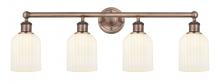  616-4W-AC-G559-5GWH - Bridal Veil - 4 Light - 32 inch - Antique Copper - Bath Vanity Light