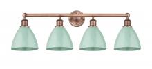  616-4W-AC-MBD-75-SF - Plymouth - 4 Light - 35 inch - Antique Copper - Bath Vanity Light