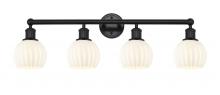  616-4W-BK-G1217-6WV - White Venetian - 4 Light - 33 inch - Matte Black - Bath Vanity Light