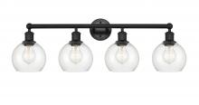  616-4W-BK-G122-6 - Athens - 4 Light - 33 inch - Matte Black - Bath Vanity Light