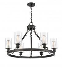  830-BK-G802 - Clymer - 6 Light - 30 inch - Matte Black - Chain Hung - Chandelier