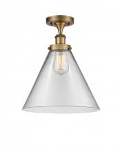  916-1C-BB-G42-L - Cone - 1 Light - 12 inch - Brushed Brass - Semi-Flush Mount